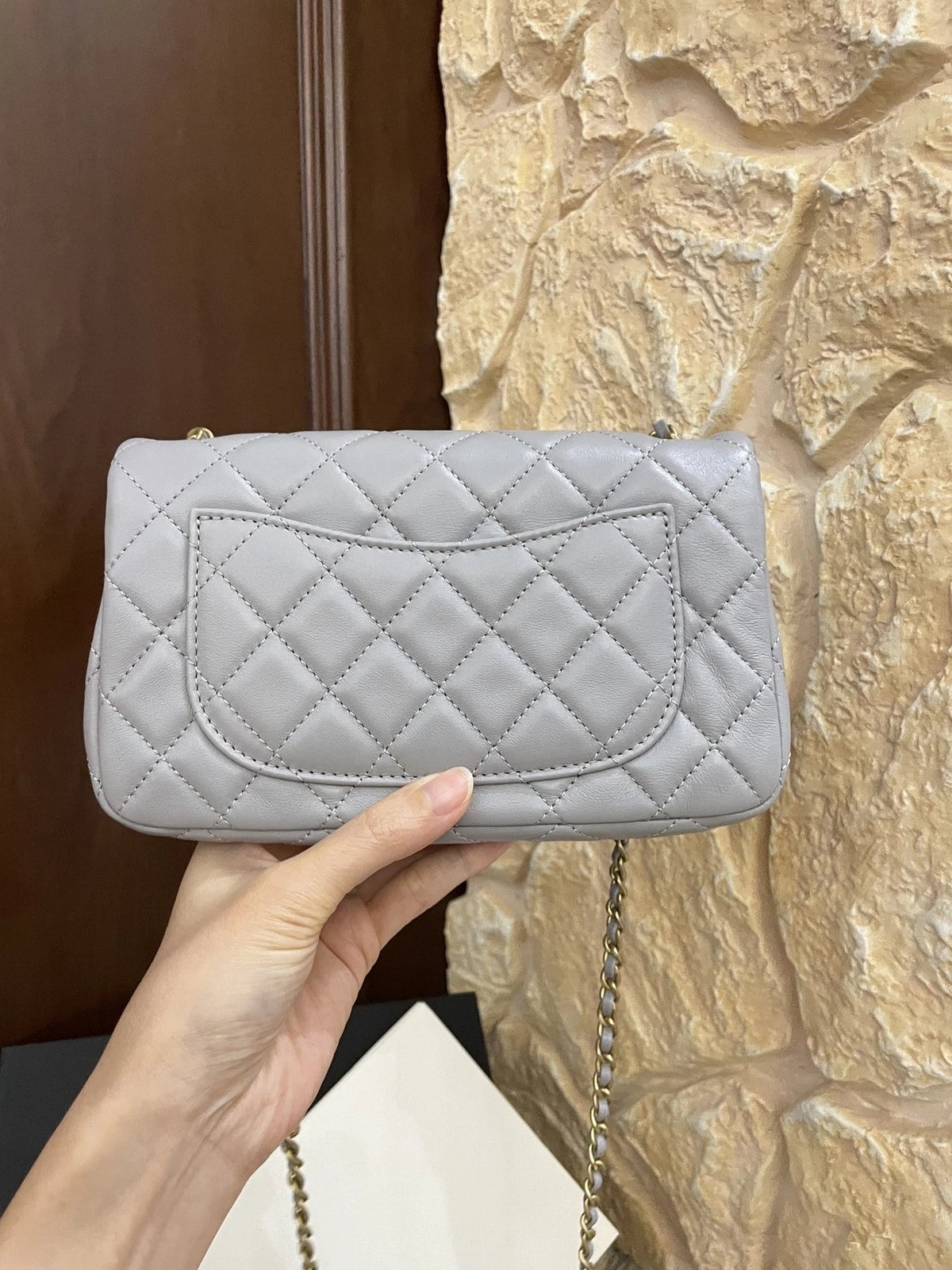 CHANEL Gray Mini CF Adjustable Chain Shoulder Crossbody Bag For Women