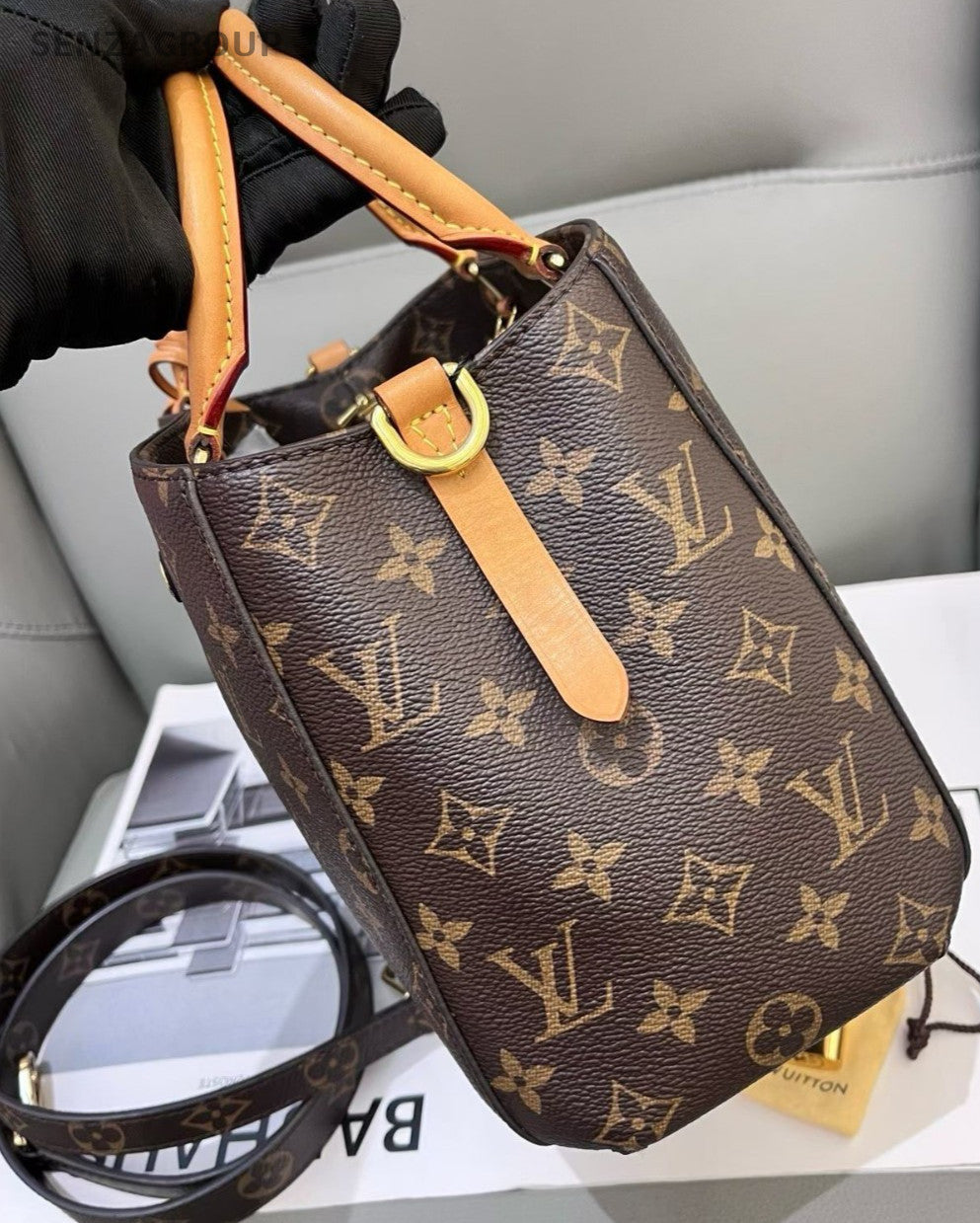Louis Vuitton Montaigne BB Monogram Top Handle Shoulder Crossbody Bag Brown