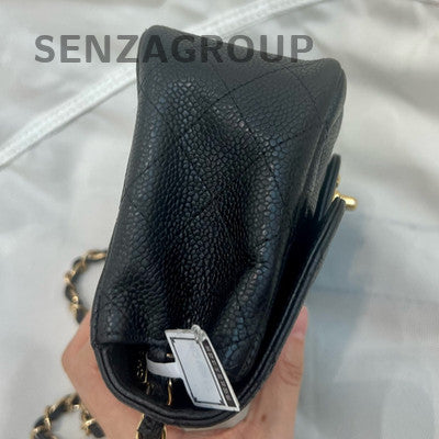 Chanel Quilted Classic Flap Chain Shoulder Bag Black Gold