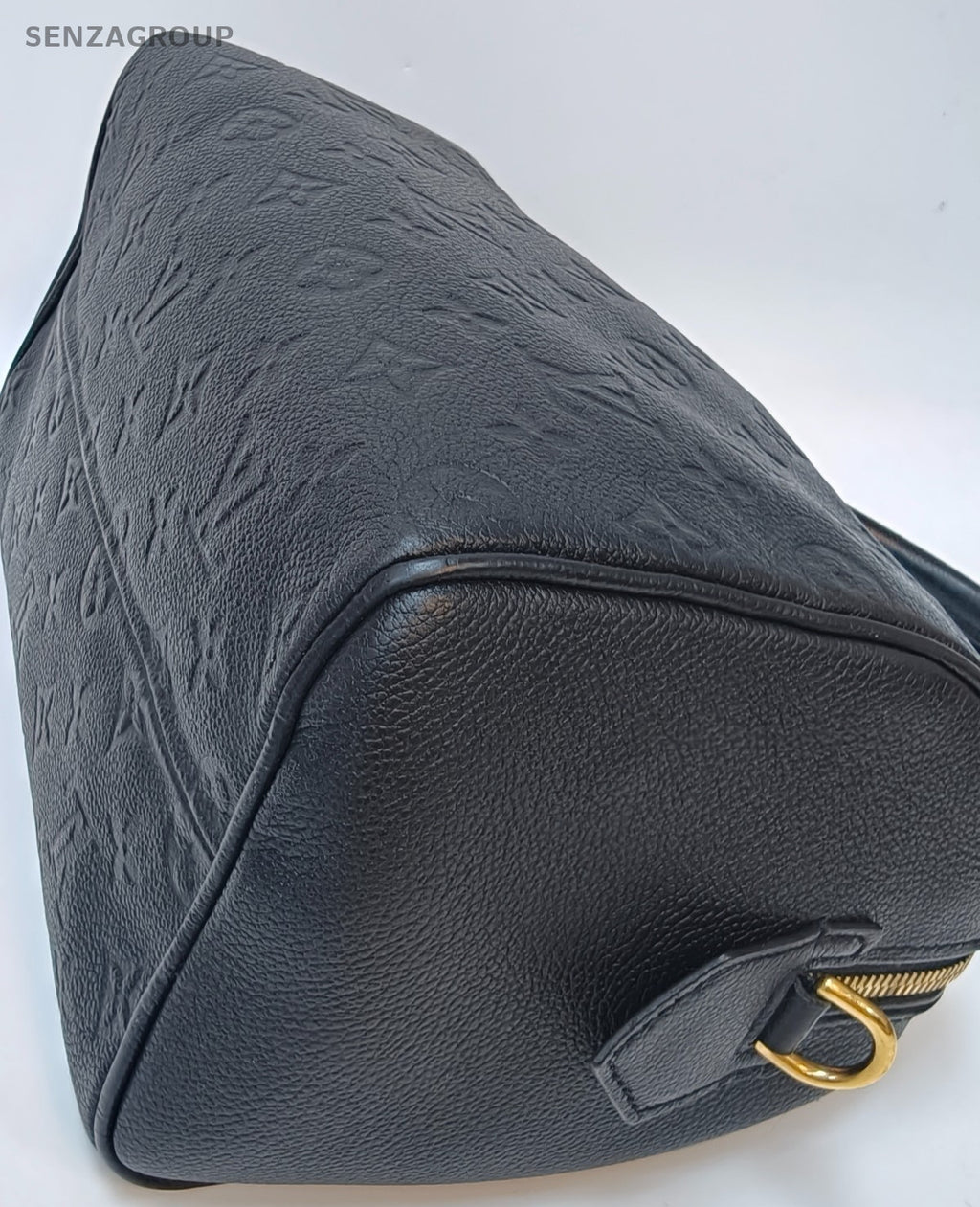 Louis Vuitton Speedy Monogram Top Handle Bag Crossbody Black Gold Women Classic