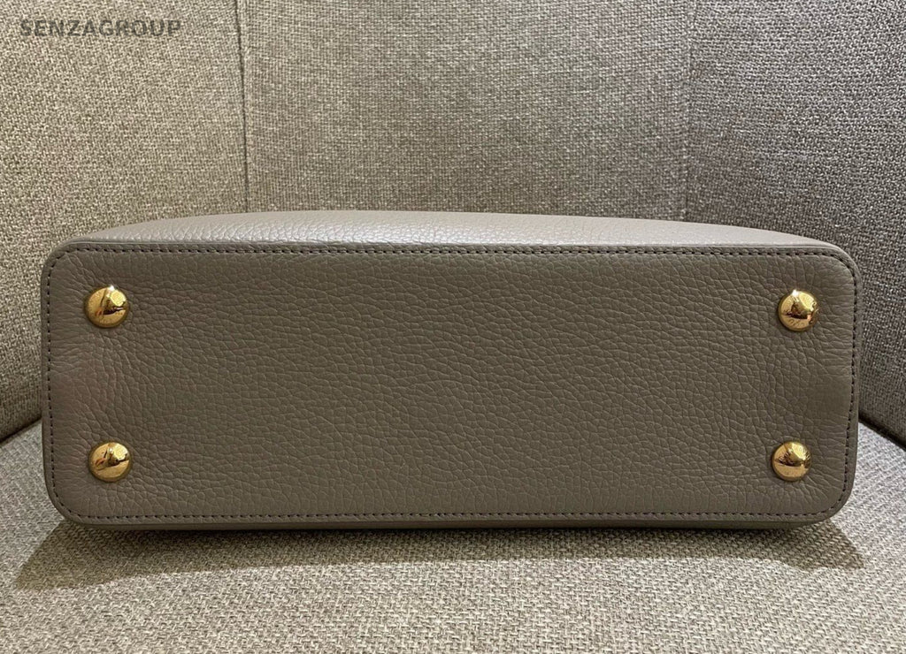 Louis Vuitton Capucines MM Top Handle Bag Crossbody Gray Gold Women Classic