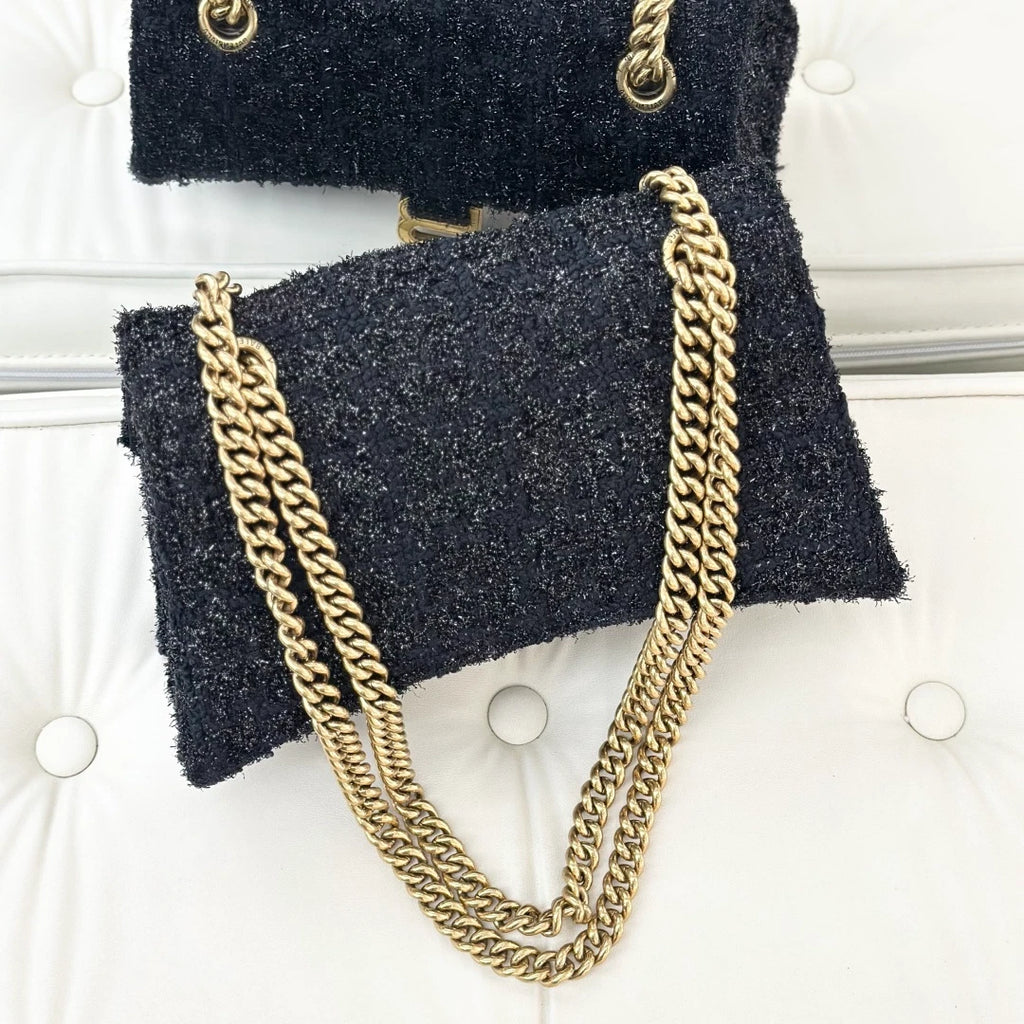 Balenciaga Crush PM Chain Shoulder Bag Black Gold Hardware Women Classic S