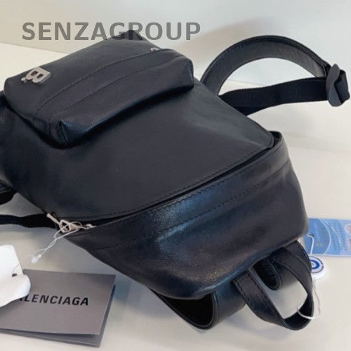 Balenciaga Calfskin Mini Backpack Black Silver Unisex Adults Classic Designer