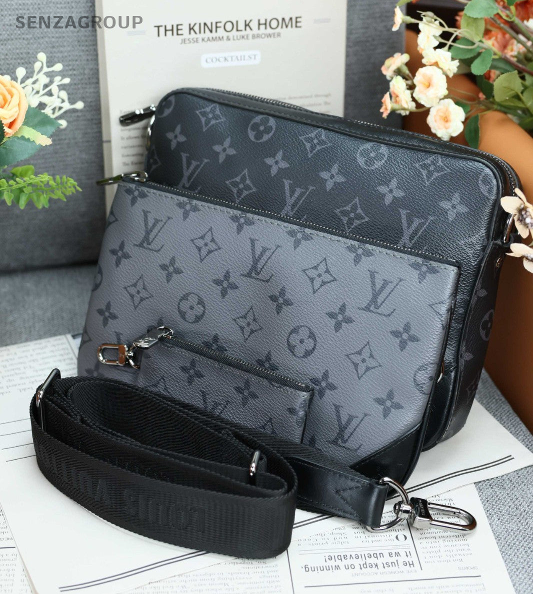 Louis Vuitton Monogram Crossbody Shoulder Bag Black