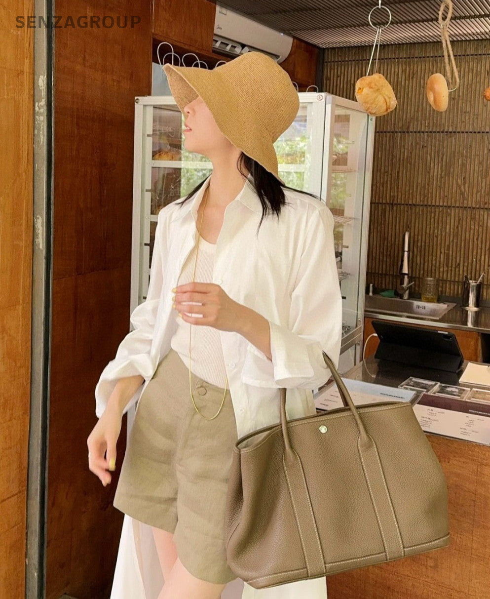 Hermes Garden Party36 Top Handle Bag Gray Silver Used Women Classic Fashion