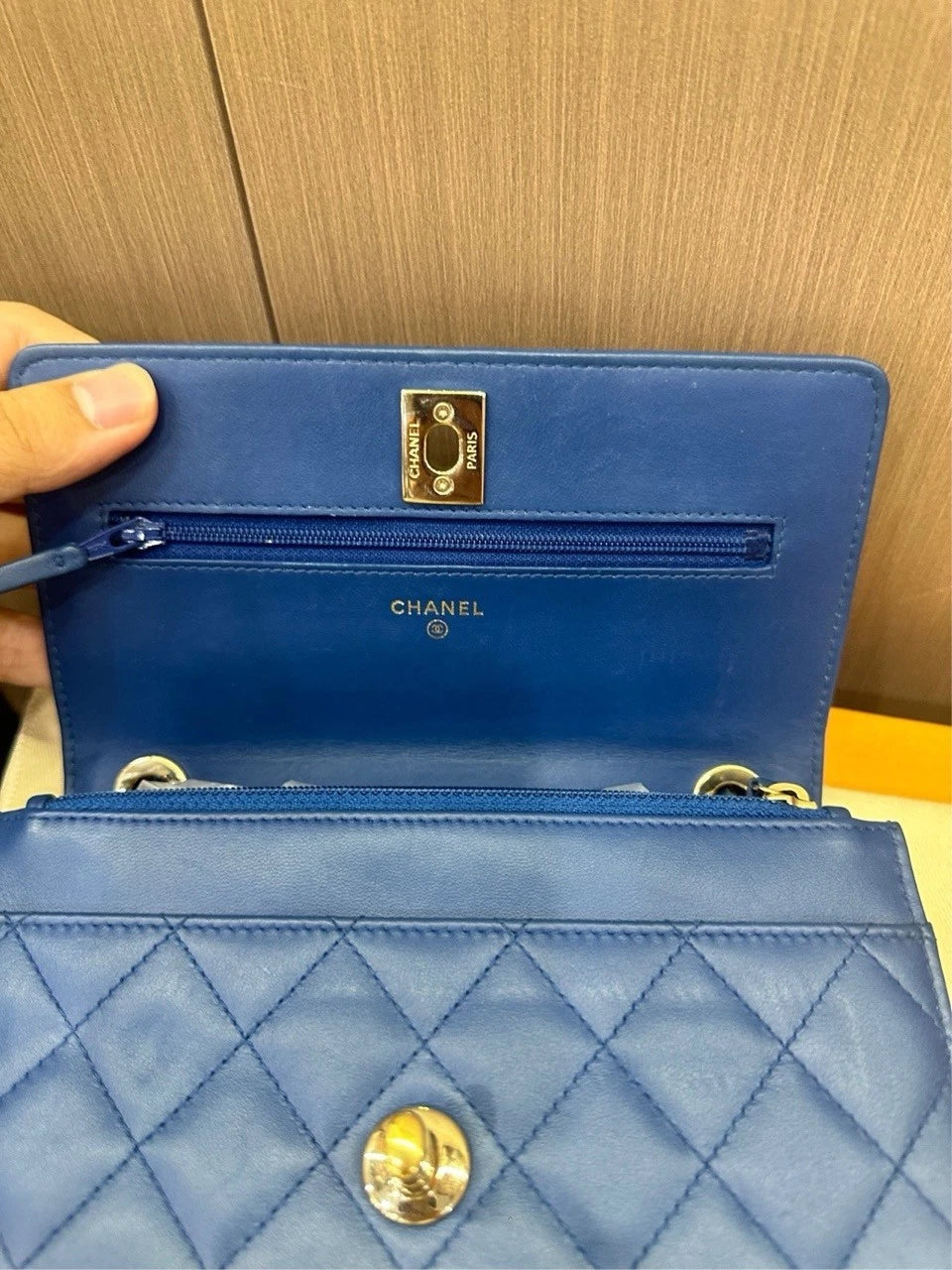 Authentic CHANEL Trendy CC WOC Blue Women's Crossbody Bag