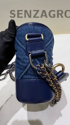 Chanel Denim Blue Gold Chain Shoulder Bag Women Fashion