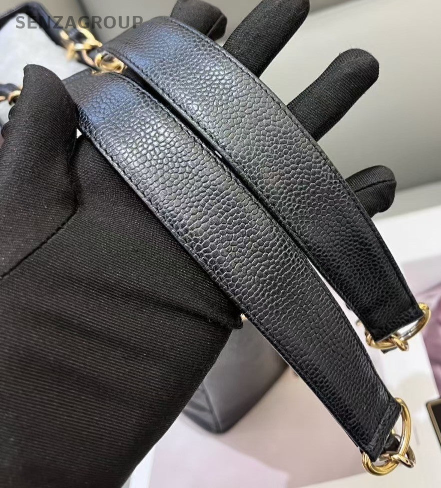CHANEL Classic PST Black gold Shoulder handbag