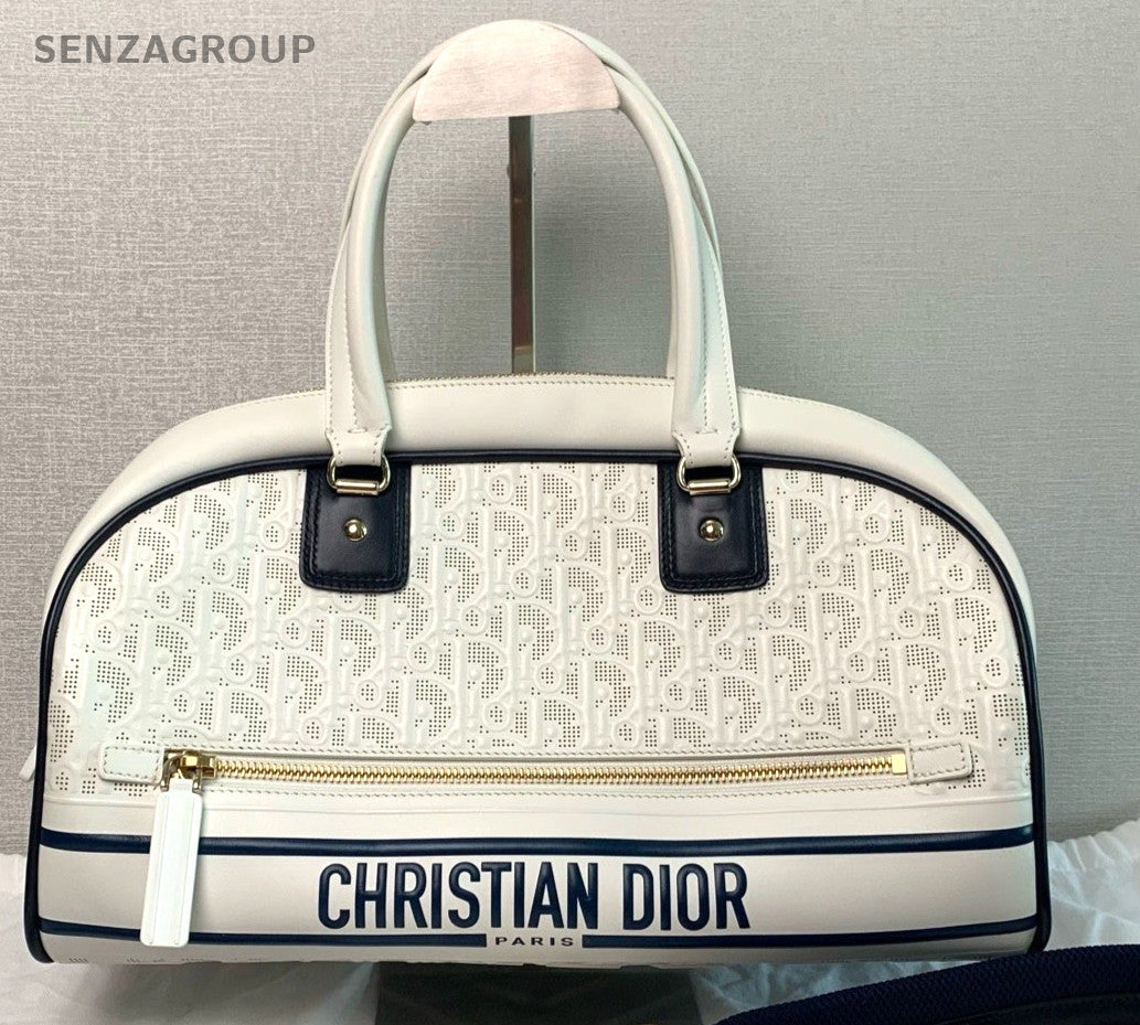 Christian Dior Vibe Logo Top Handle Monogram 2way Shoulder Handbag White