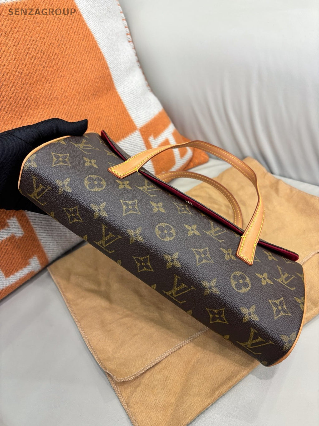 Louis Vuitton Vintage Sonatine Monogram Top Handle Handbag Brown Women
