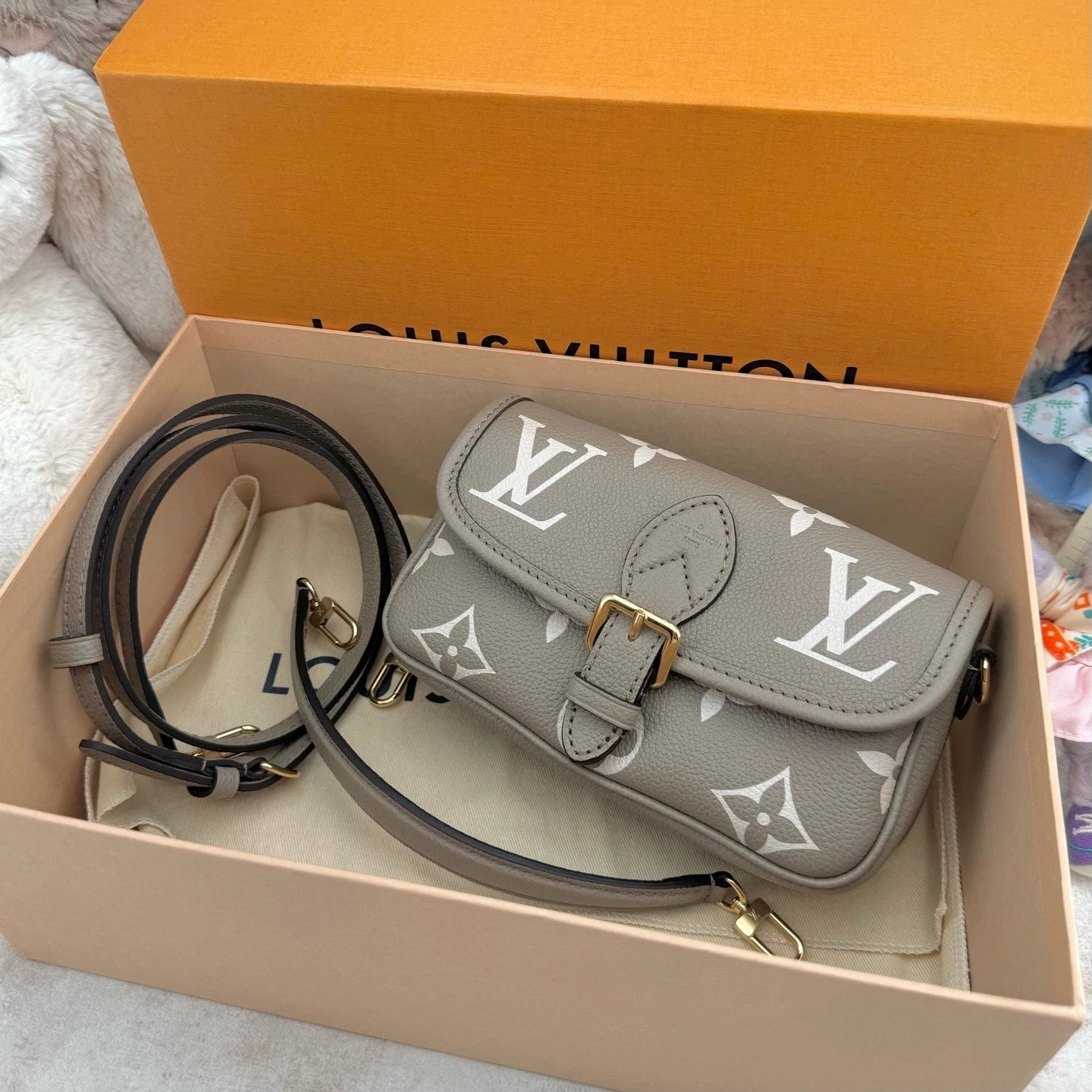 Louis Vuitton Diane Monogram Gray Shoulder Bag Excellent