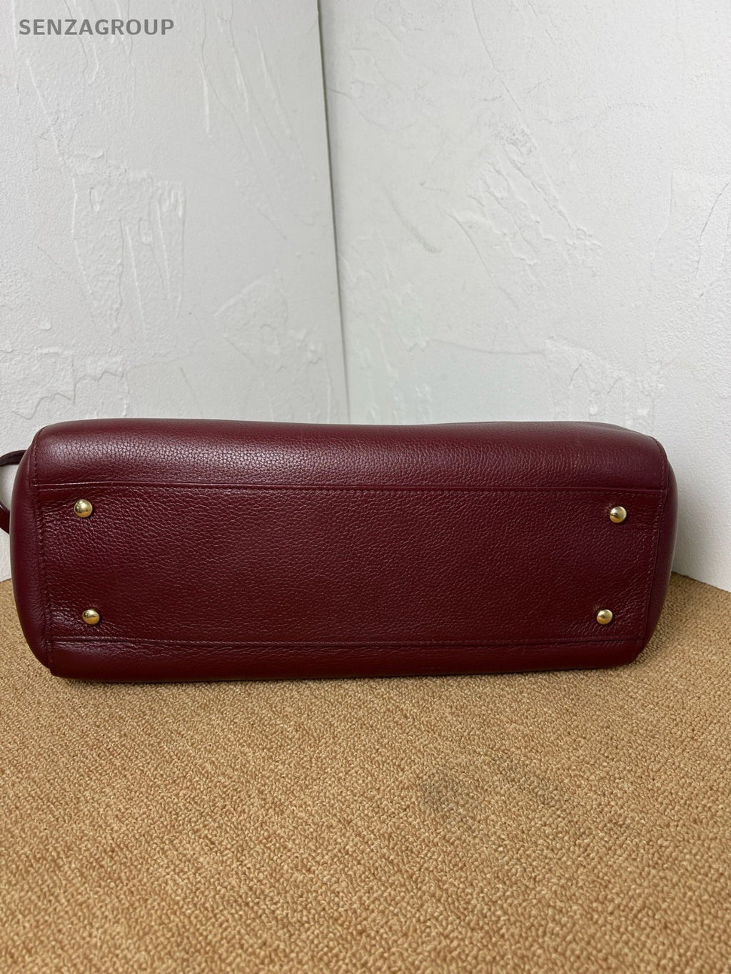 CHANEL CC Top Handle 2way Shoulder Handbag Vintage Women Wine Red