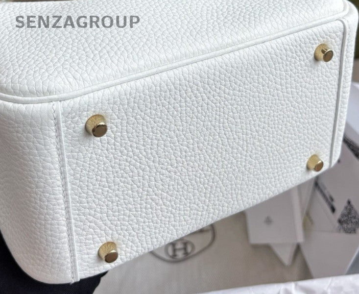 Hermes Lindy Mini Shoulder Bag White Gold Used Women Classic Designer