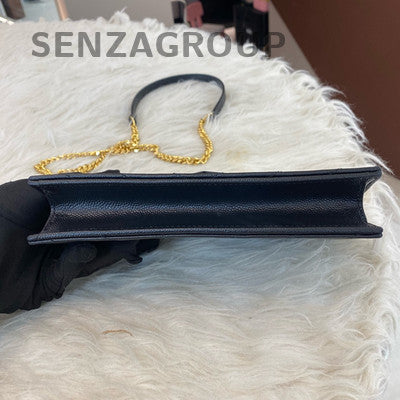 Saint Laurent Black Gold Grained Leather Chain Shoulder Crossbody Bag Classic