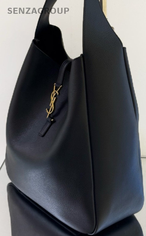 Saint Laurent Hobo GM Shoulder Bag Black Gold Used Women Classic Designer