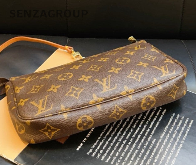 Louis Vuitton Monogram Zipping Top Handle Bag Brown Gold Used Women Classic