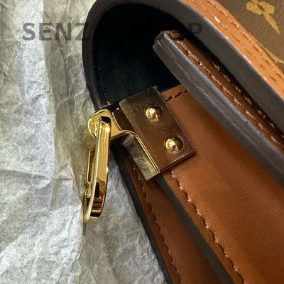 Louis Vuitton Monogram Dauphine MM Shoulder Bag Brown Gold Hardware