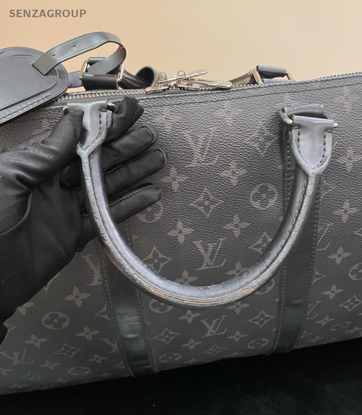 Louis Vuitton Keepall55 Monogram Handbag Crossbody Black Unisex Adults