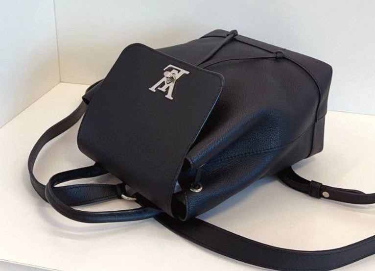 Louis Vuitton Lock me Backpack PM All Leather Black Silver Shoulder Handbag