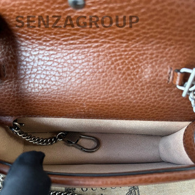 Gucci Mini Dionysus Denim Shoulder Bag Blue Brown Women's