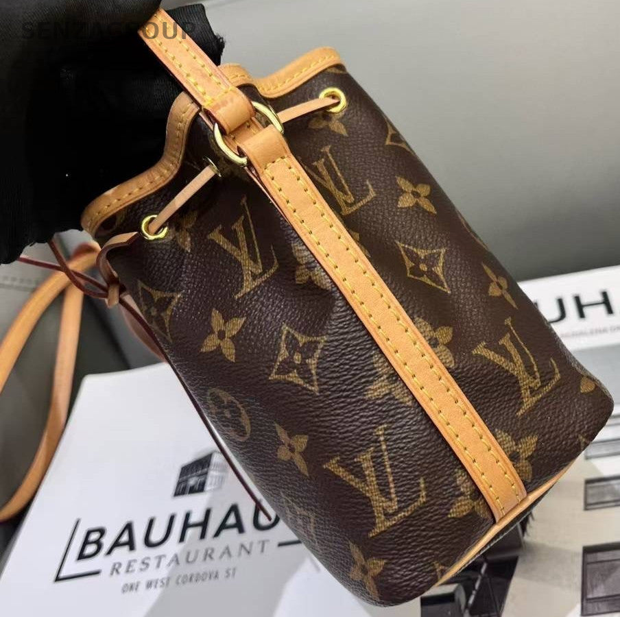 Louis Vuitton Monogram Nano Noe Drawstring Bucket Chip Version Good Condition