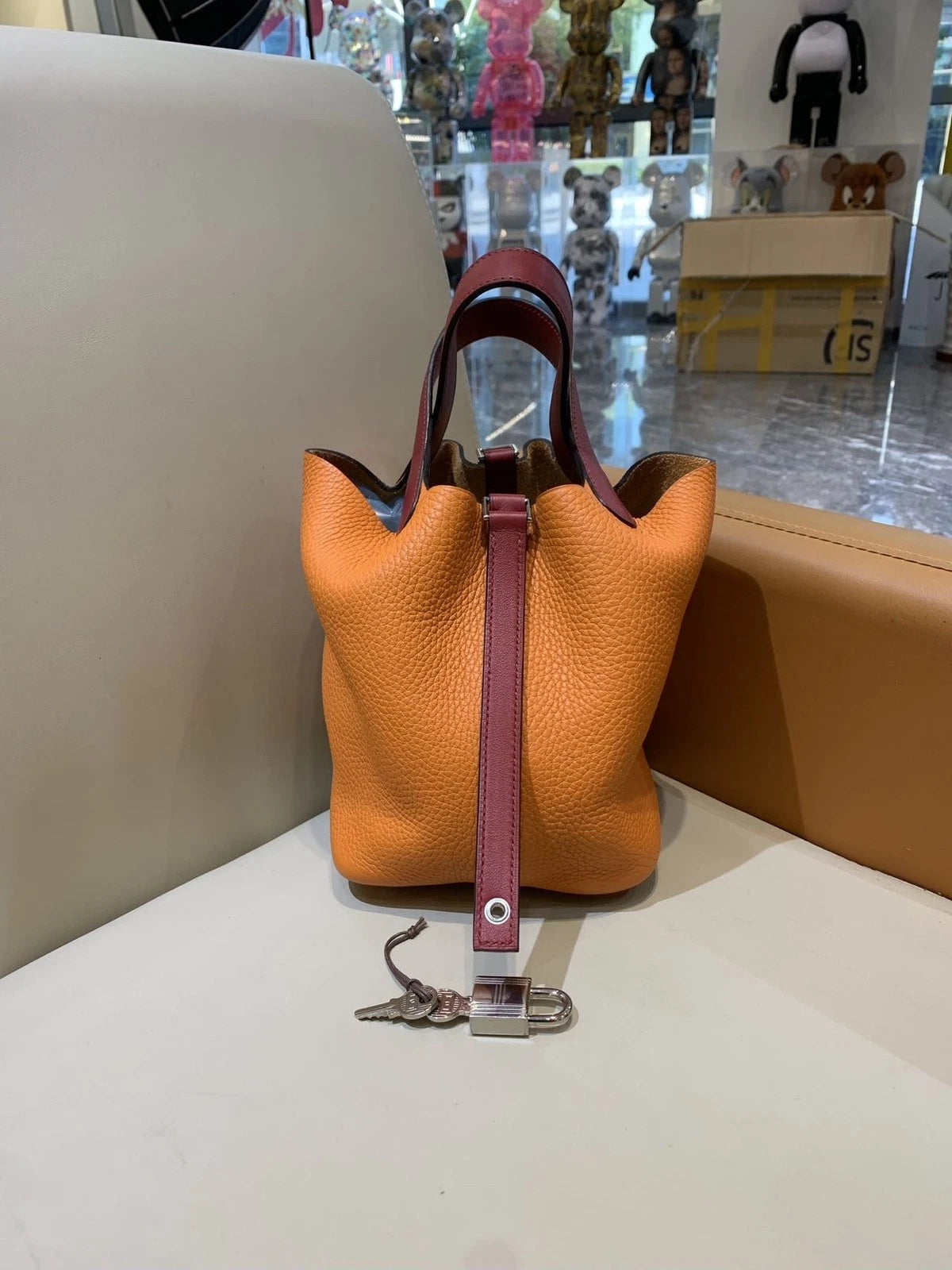 Hermes Picotin18 TC Leather Bicolor Bucket Bag For Women