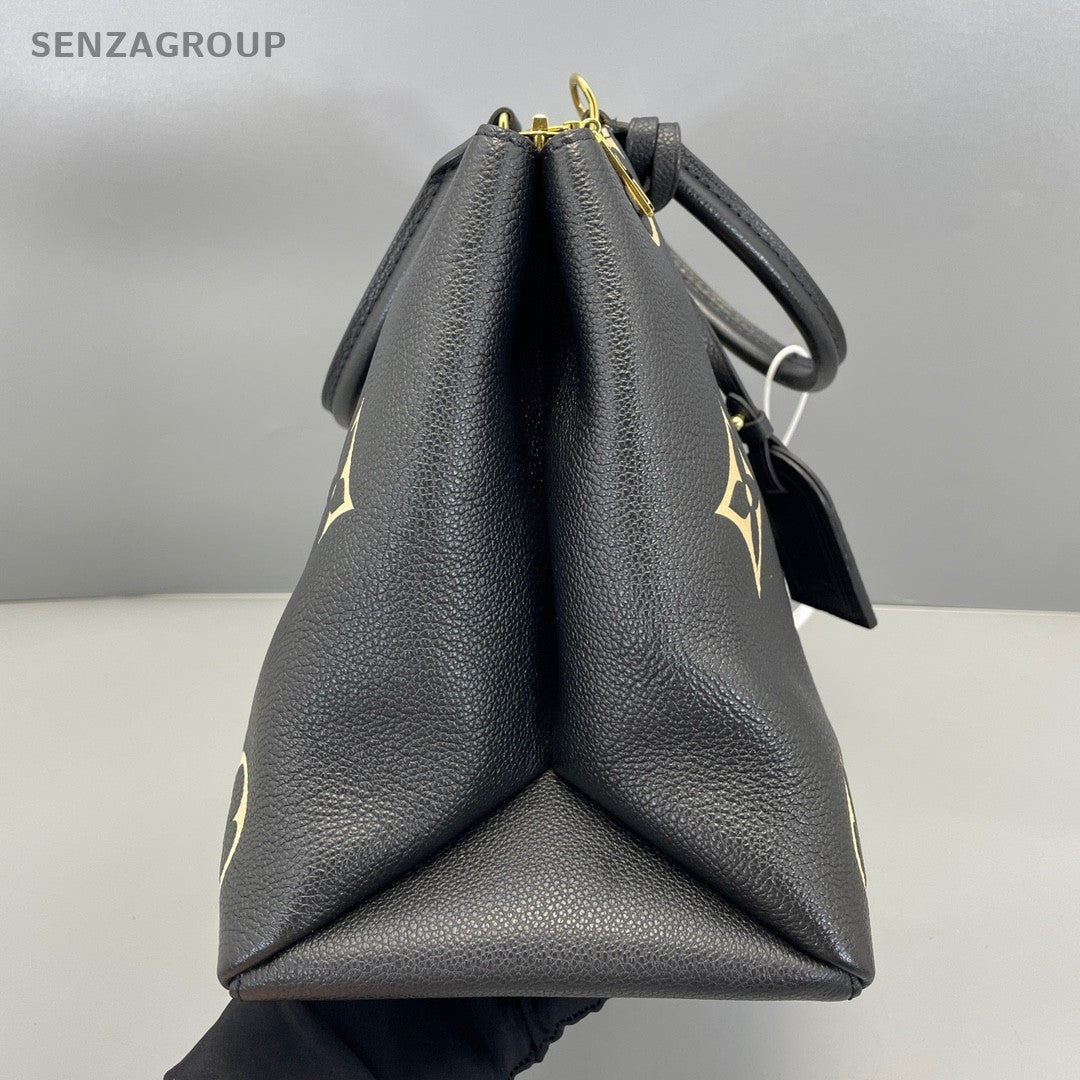 Louis Vuitton Montaigne MM Leather Handbag 2way Shoulder bag Black