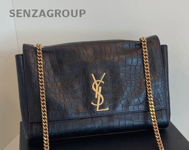 YSL Saint Laurent Kate Alligator pattern with Caramel suede leather Chain bag