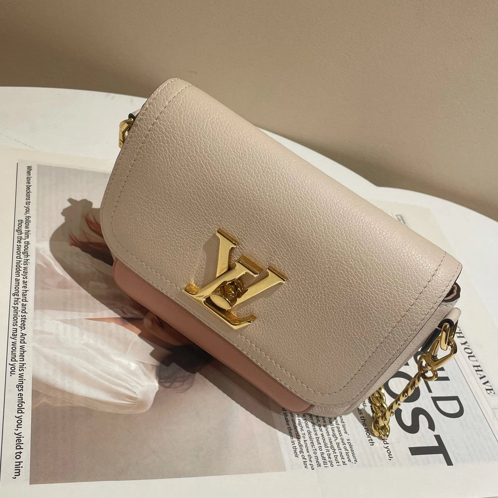 Chip Version Louis Vuitton Lockme Tender Chain Shoulder Bag Crossbody White Pink