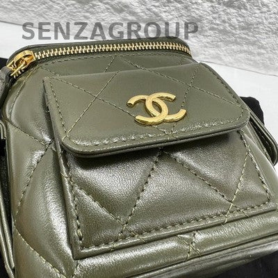 Chanel 22K Duma Mini Cargo Olive Green Box Chain Crossbody Bag Women Classic