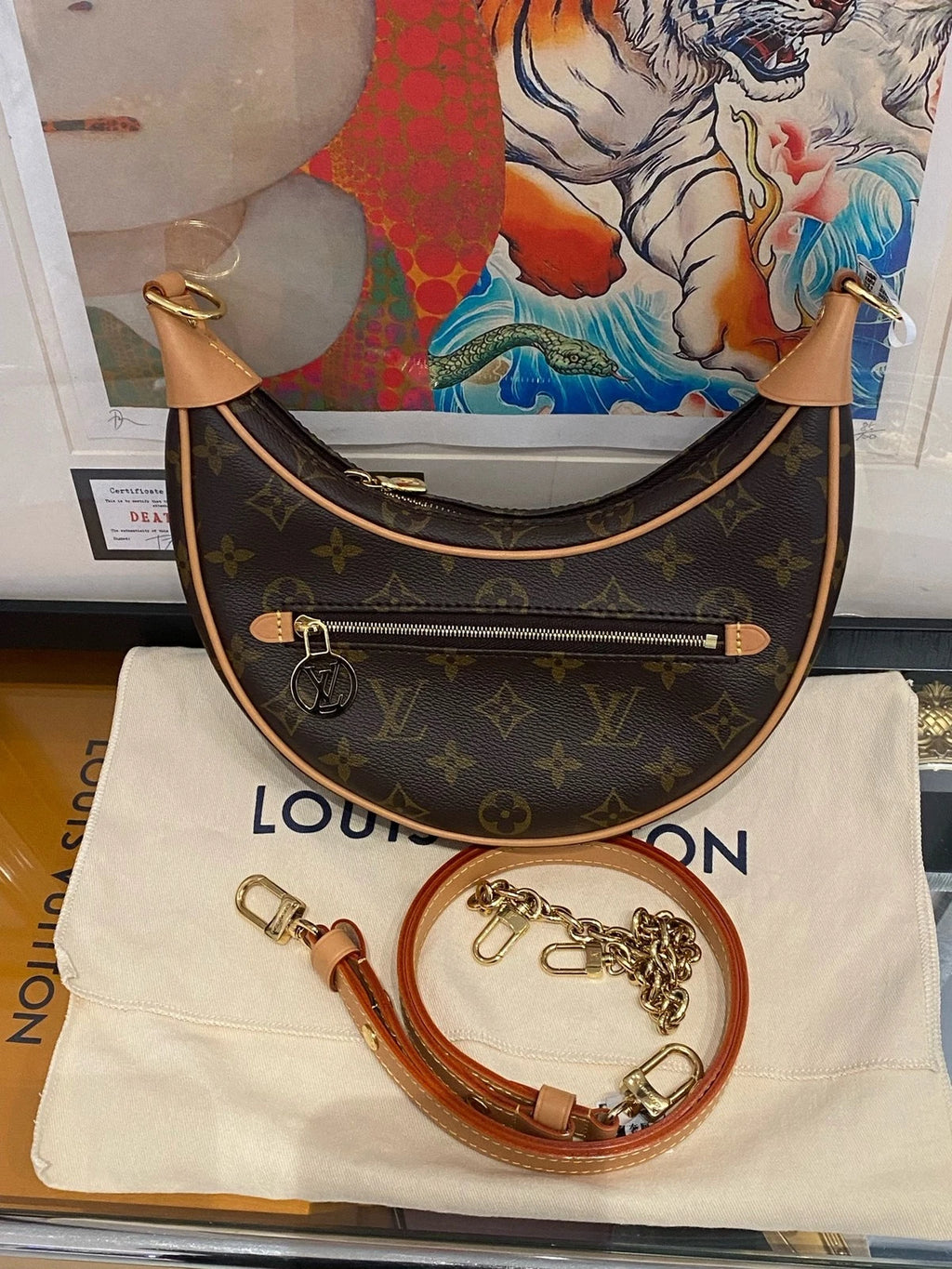 Louis Vuitton Canvas Monogram Pea Moon Bag For Women