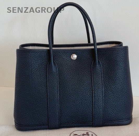 Hermes Garden Party 30 Top Handle Bag Silver Women Classic