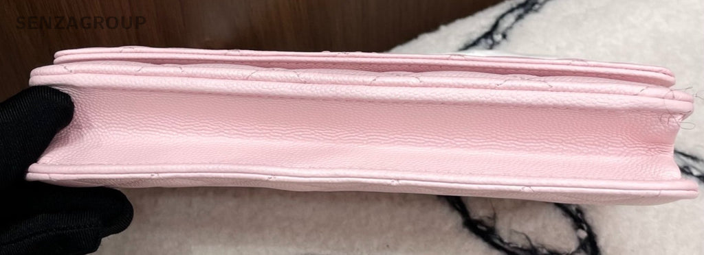 Chanel 22S WOC Calfskin Chain Shoulder Bag Crossbody Pink Gold Women