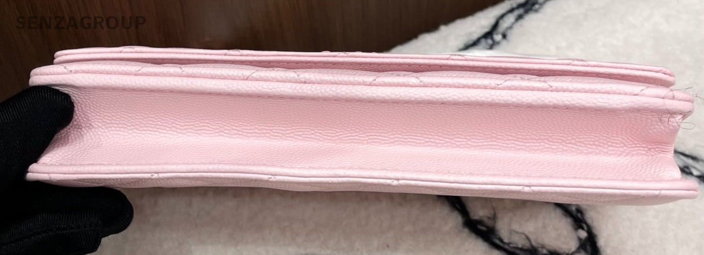 Chanel 22S WOC Calfskin Chain Shoulder Bag Crossbody Pink Gold Women