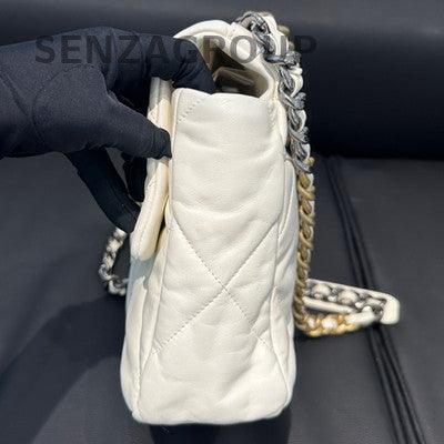 Chanel 19 Bag Chain Shoulder Crossbody Bag White Gold Women's Classic