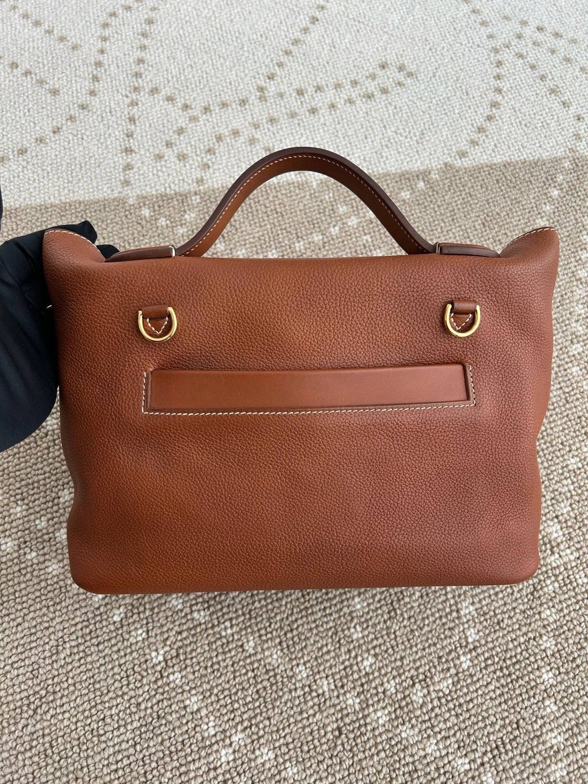 Hermes 2424 2Way Top Handle Shoulder Bag Brown Gold Women Classic Fashion