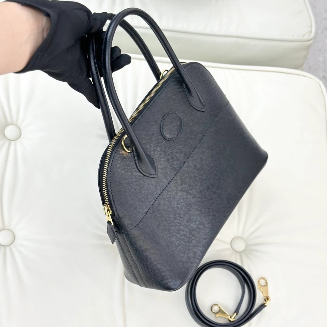 Hermes Bolide 27 Epsom Top Handle Shoulder Crossbody Bag Black Women S