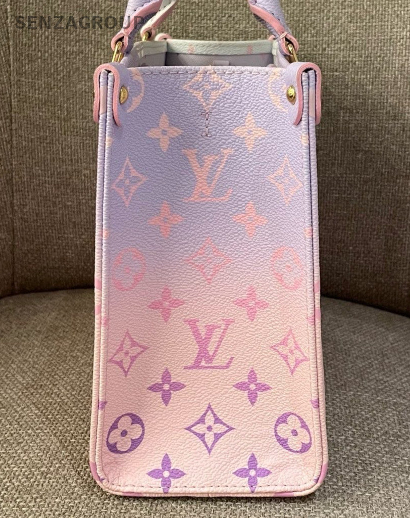 Louis Vuitton OnTheGo PM Tote Top Handle Bag Crossbody Pink Blue Women Fashion