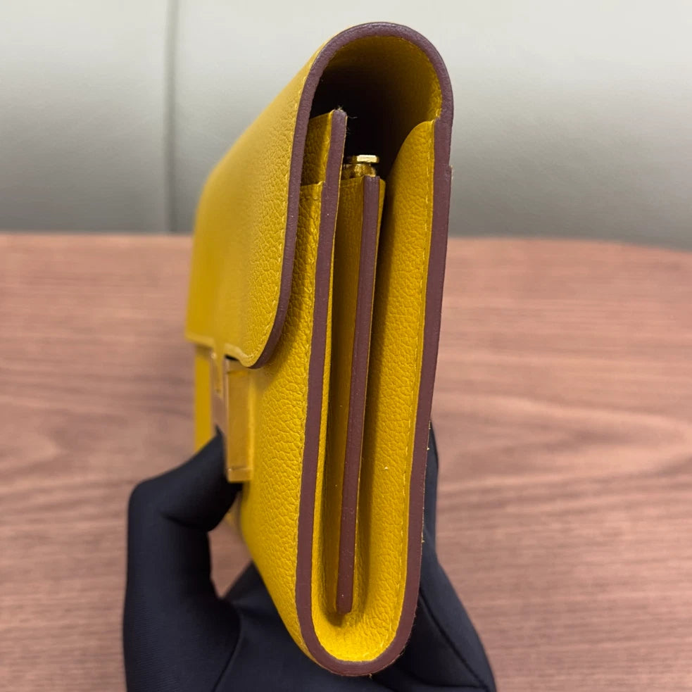 Hermes Constance Togo Leather Long Wallet Yellow Gold Hardware