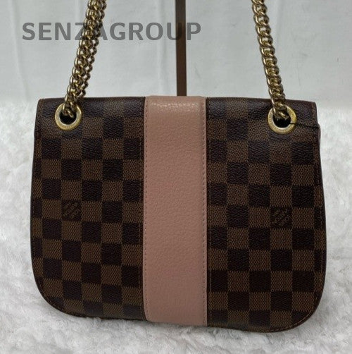 Louis Vuitton Damier Chain Shoulder Bag Crossbody Brown Pink Gold Women Classic