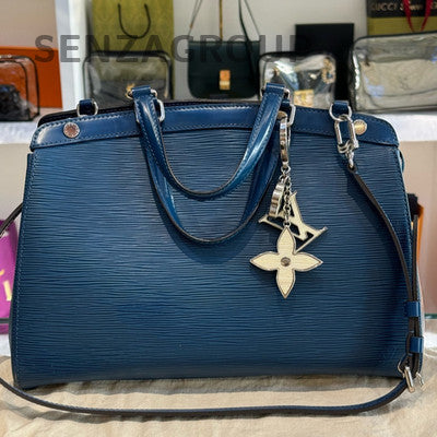 Louis Vuitton Brea Blue Epi Leather Medium Handbag Silver Hardware