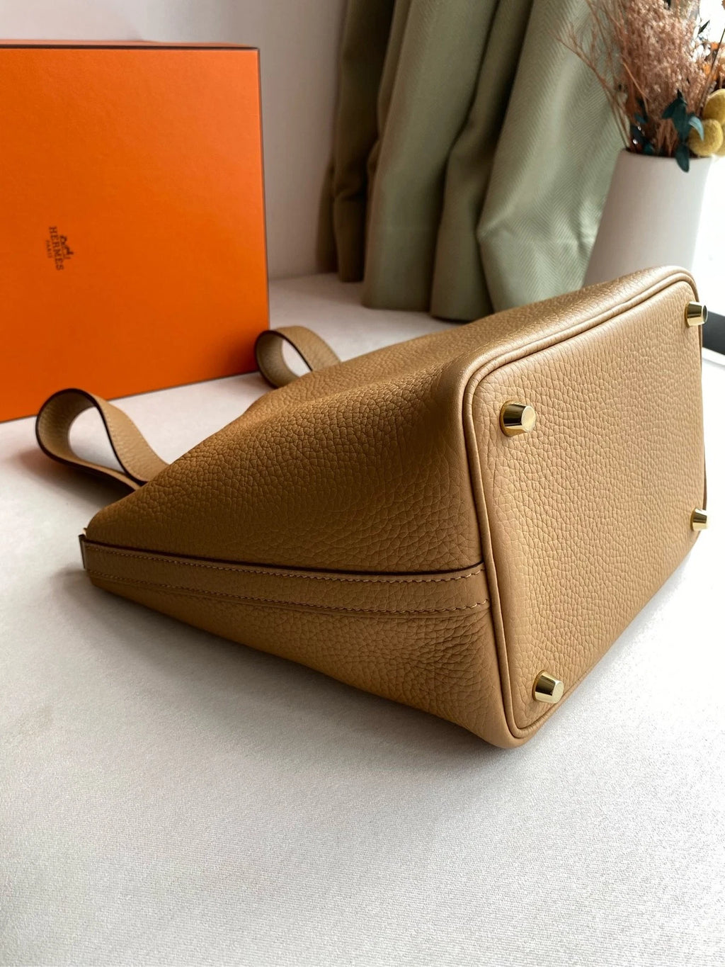 Hermes Picotin18 Gold Leather Bucket Bag For Women