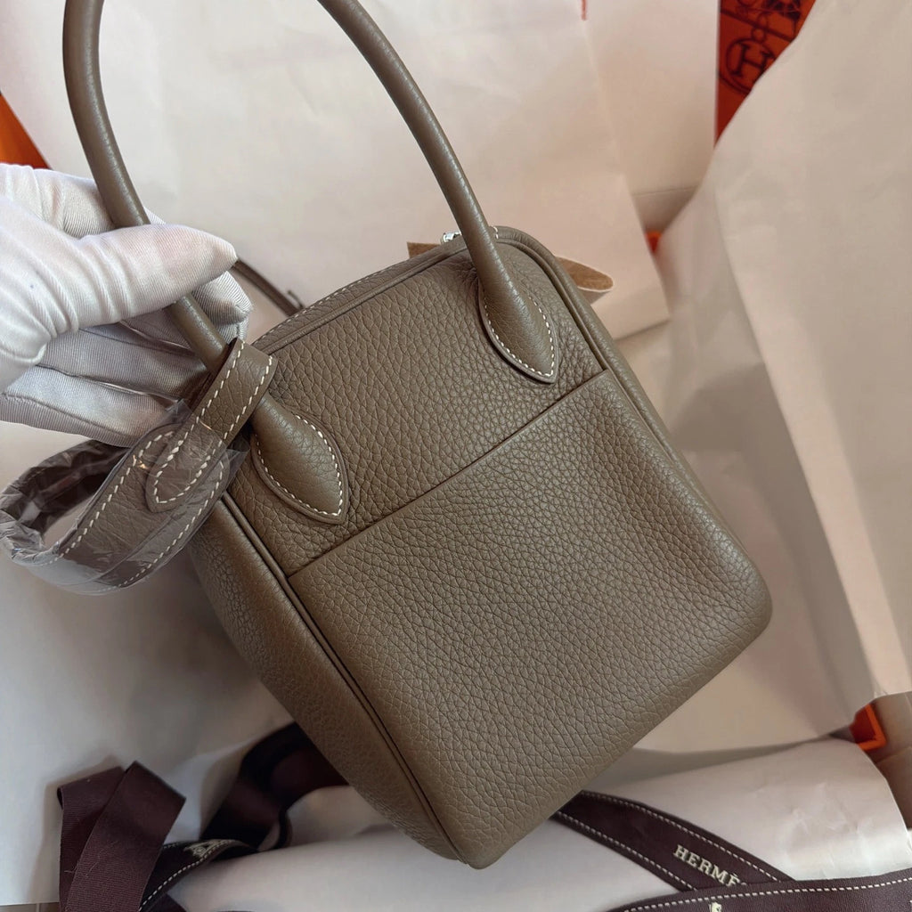 Hermes Lindy26 Top Handle Shoulder Bag Gray Silver Women Classic Fashion