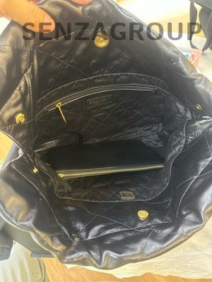 Chanel 22 Bag Small Black Gold Chain Shoulder Crossbody Quilted Women