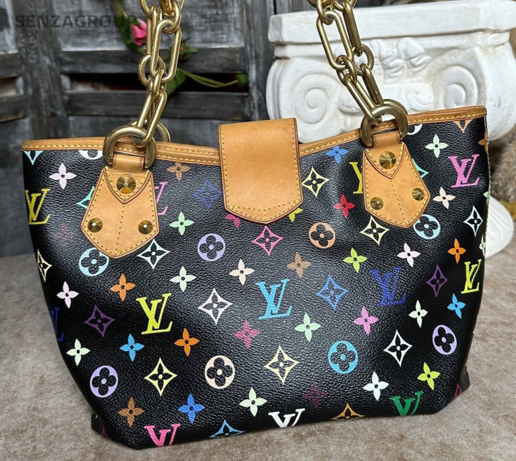 Louis Vuitton Annie PM Monogram Black Multicolor Top Handle Shoulder Bag Women