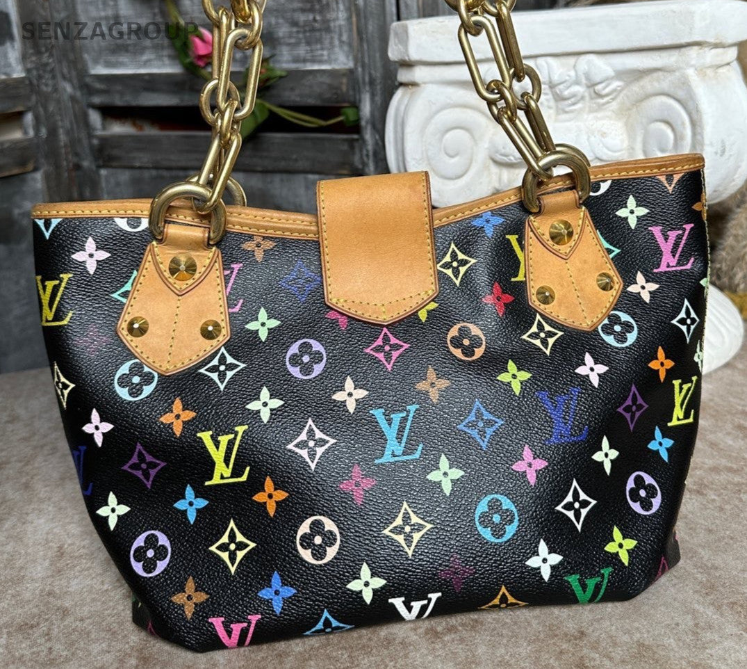 Louis Vuitton Annie PM Monogram Black Multicolor Top Handle Shoulder Bag Women