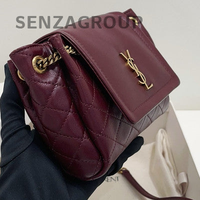 YSL Saint Laurent Nolita Mini Red Lambskin Chain Crossbody Bag Gold Hardware