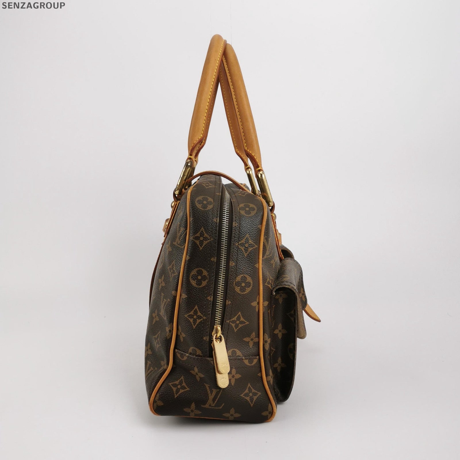 Louis Vuitton Monogram Canvas Handbag Brown Gold Hardware Women's Classic