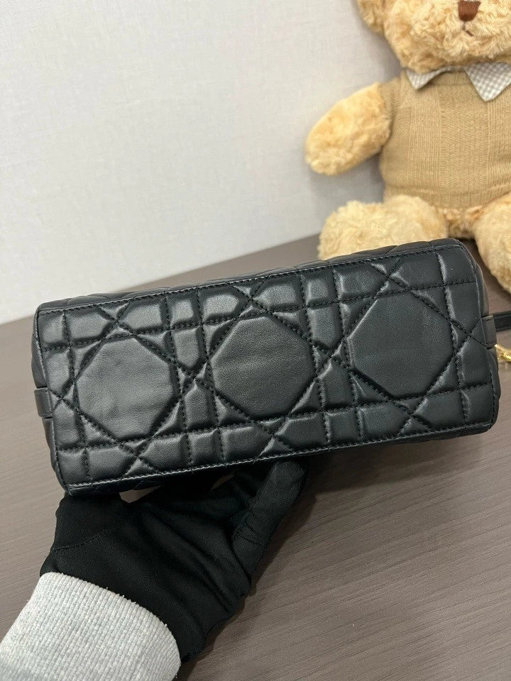 Dior Black Gold Lunch Box Shoulder Bag For Women
