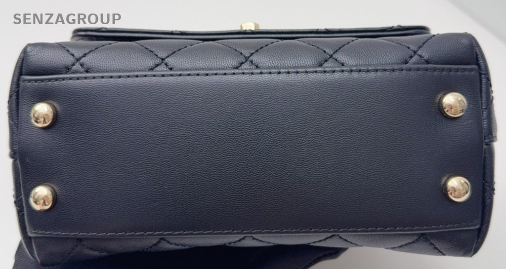 Chanel Coco Mini Top Handle Chain Shoulder Bag Crossbody Black Gold Women